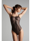Body string en tulle transparent noir - Corps-à-corps