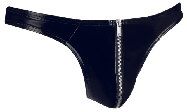 Caleçon pour homme en vinyle brillant avec fermeture éclair