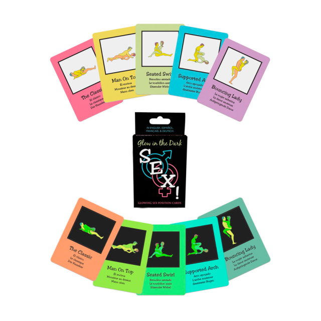 Lot de 5 cartes à jouer érotiques. Les cartes sont phosphorescentes ce qui vous permet de jouer même dans le noir le plus complet