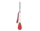 Cravache courte en aluminium avec mèche ronde en cuir rouge