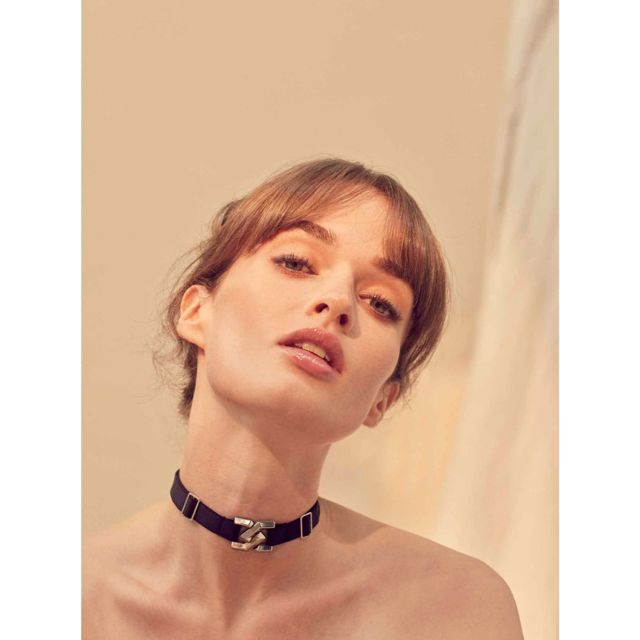 Collier en lanières satinées et bijou plaqué argent palladium - Sasha