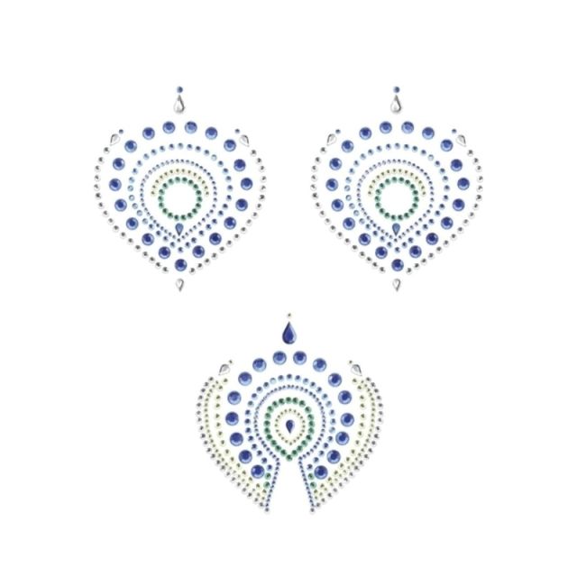 Nippies et bijou de pubis autocollants en strass