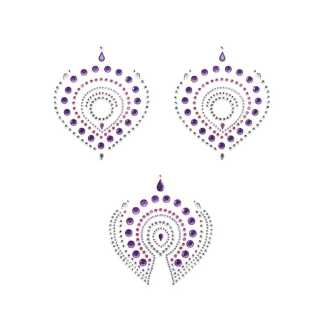 Nippies adhésifs en strass violet et rose
