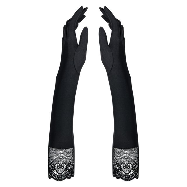 Gants opaque avec bordure en dentelle florale qui habillent les bras et magnifient les parures