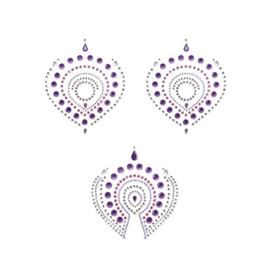 Nippies adhésifs en strass violet et rose