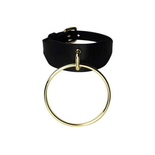 Collier en cuir Circuit Choker  - Noir et Or