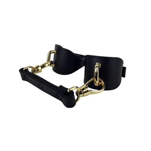 Menottes en cuir tannage végétal et attaches plaquées or 24 carats