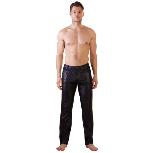 Pantalon en wetlook mat qui habille le corps pour des soirées fetish