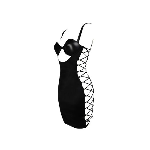 Robe en cuir et soie avec laçage - Midnight