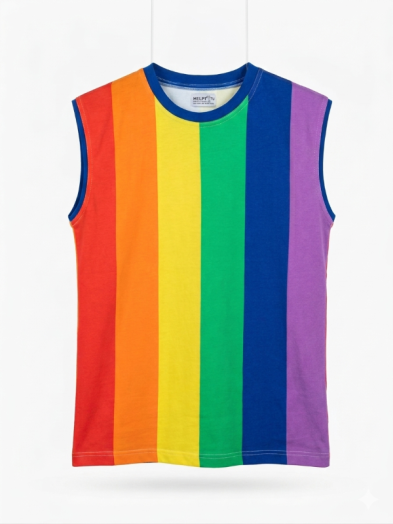 Débardeur long en coton aux couleurs rainbow