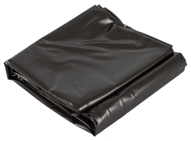 Drap grand format en vinyle noir mat qui protège le lit ou le sol lors de jeux ou massages nuru