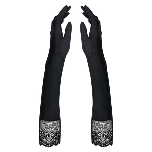 Gants opaque avec bordure en dentelle florale qui habillent les bras et magnifient les parures