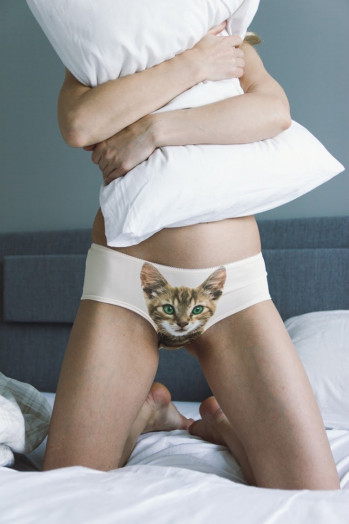 Culotte humoristique avec tête de chat roux