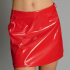 Jupe portefeuille en vinyle rouge