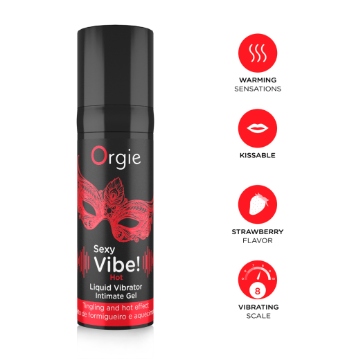 Gel excitant vibrant au parfum de fraise de la marque de cosmétiques Orgie