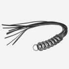 Martinet en cuir souple noir avec manche tressé