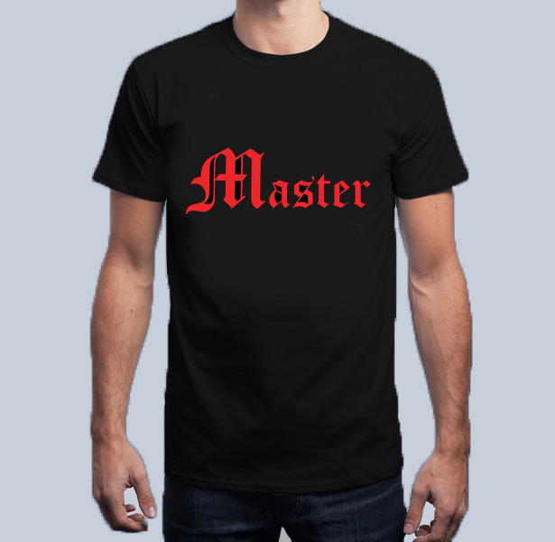 T-shirt homme en coton, manches courtes et col en V, avec message "Master"
