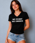 T-shirt en coton noir imprimé My pussy My choice