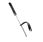 Cravache courte en aluminium avec mèche longue en cuir noir