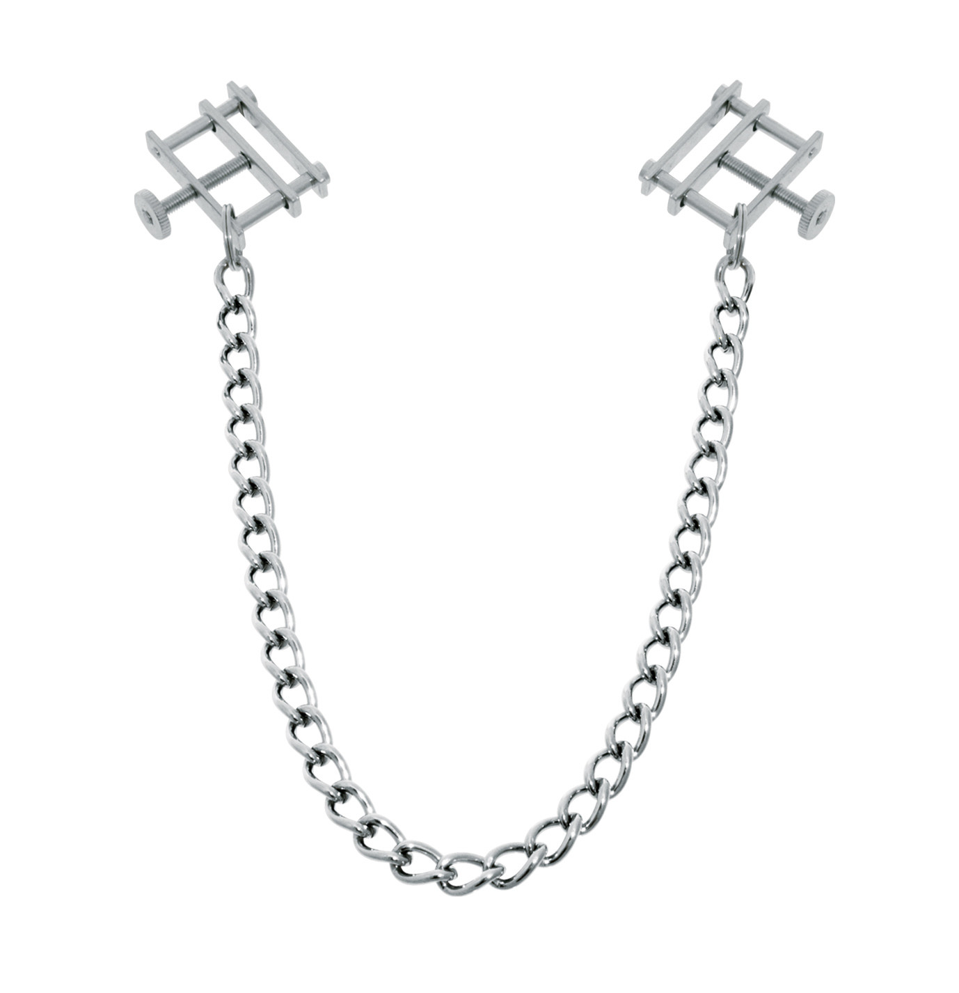 Pinces tétons étaux en acier chirurgical avec vis de réglage et lourde chaîne 