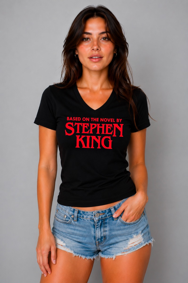 T-shirt en coton noir imprimé Based on the novel by Stephen King