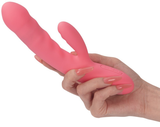 Sextoy rabbit avec un bras pour la stimulation clitoridienne externe et un pour la stimulation interne du clitoris et du point G