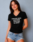 T-shirt en coton noir imprimé Voulez-vous coucher avec moi ce soir ?