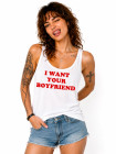 Débardeur blanc imprimé I want your boyfriend