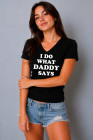 T-shirt en coton noir imprimé I do what daddy says